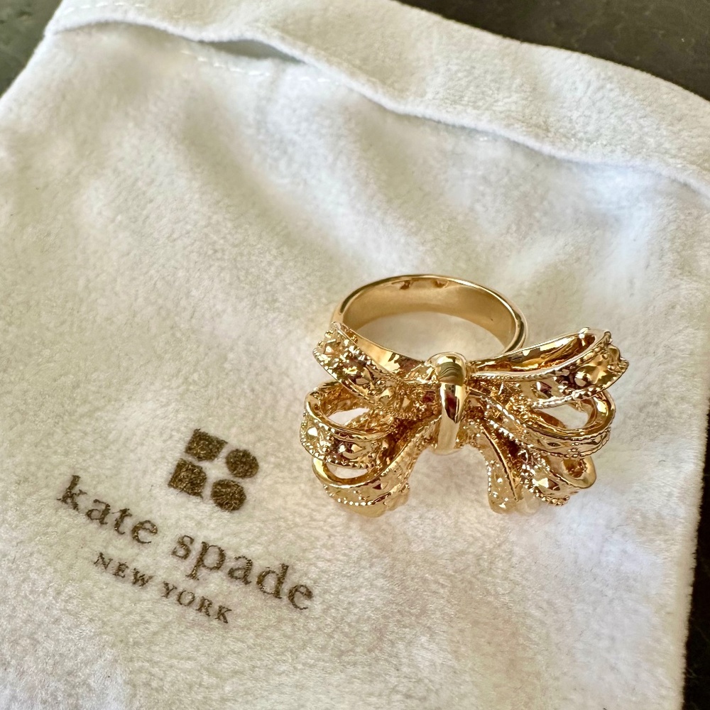 Kate Spade Gold Bow Ribbon Ring